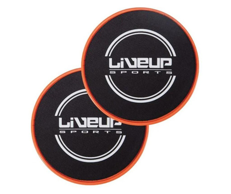 Set 2 dischete rotunde pentru exercitii fitness, negru cu alb si portocaliu