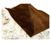 Patura imitatie blana artificiala, moale, pufoasa si calduroasa, 135 x 195 cm, alb cu maro, Topi Dreams