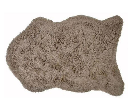 Covor pufos decorativ pentru living, model blana artificiala, 90 x 55 cm, maro, Topi Dreams