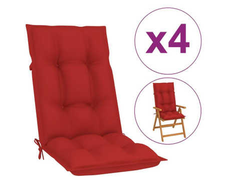 Perne pentru scaun de grădină, 4 buc., roșu, 120x50x7 cm