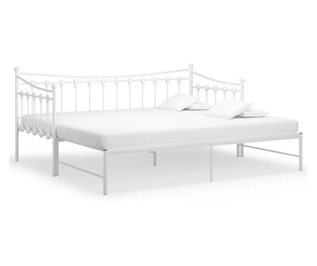 Izvlečni posteljni okvir bel iz kovine 90x200 cm