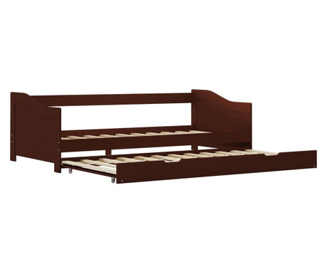 Рамка за легло разтегателен диван тъмнокафява бор 90x200 см