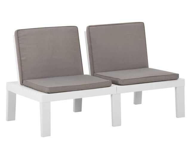 Vrtna klupa s jastucima plastična bijela