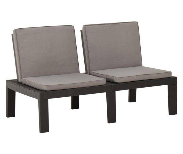 Vrtna klupa s jastucima plastična siva