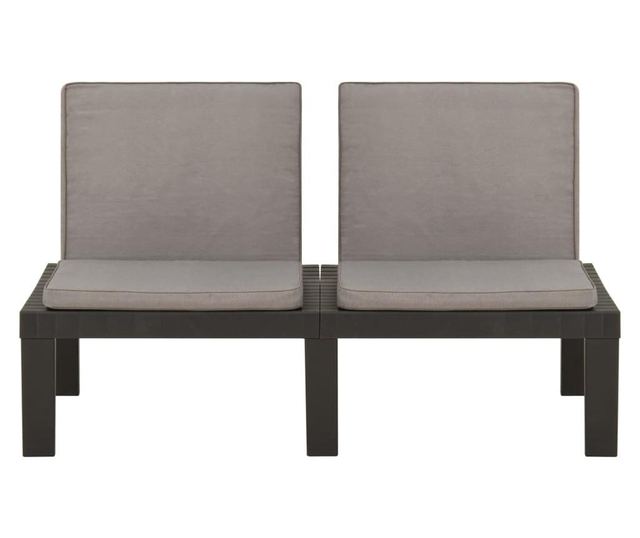 Vrtna klupa s jastucima plastična siva