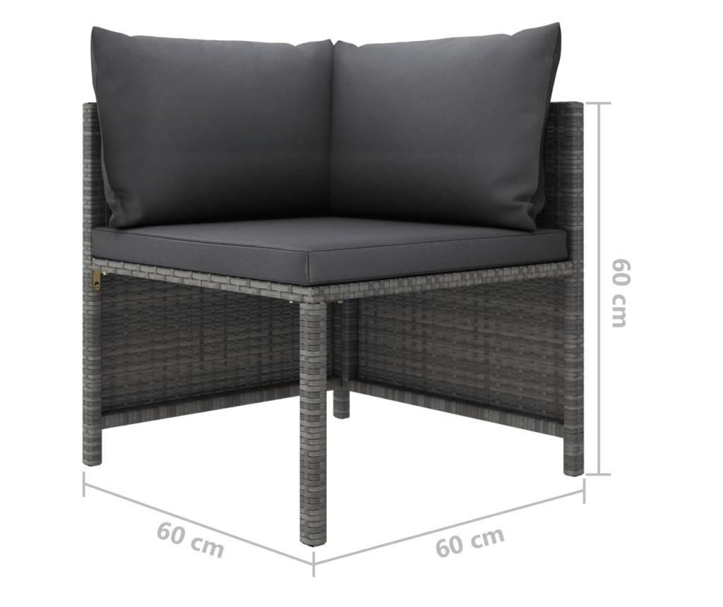 Модулен ъглов диван с възглавници, сив полиратан - 11