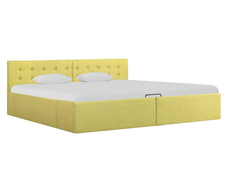 Dvižni posteljni okvir limonino rumeno blago 180x200 cm