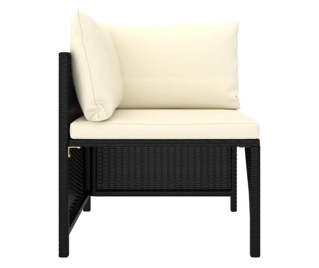 Модулен ъглов диван с възглавници, черен полиратан - 6