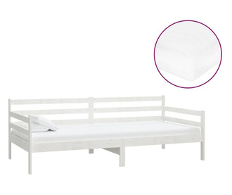 Dnevna postelja z vzmetnico 90x200 cm bela trdna borovina