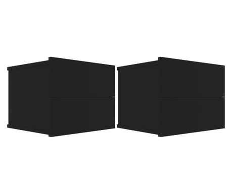 Nočne omarice 2 kosa črne 40x30x30 cm iverna plošča