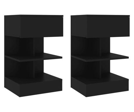 Нощни шкафчета, 2 бр, черни, 40x35x65 см
