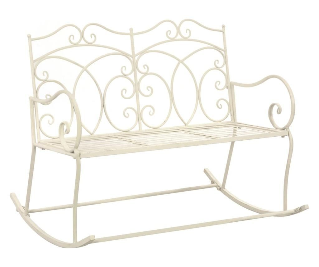 Vrtna klupa 104 cm željezna antikna bijela - 2