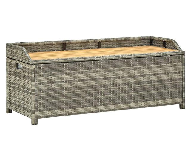 Bancă de depozitare pentru grădină, gri, 120 cm, poliratan