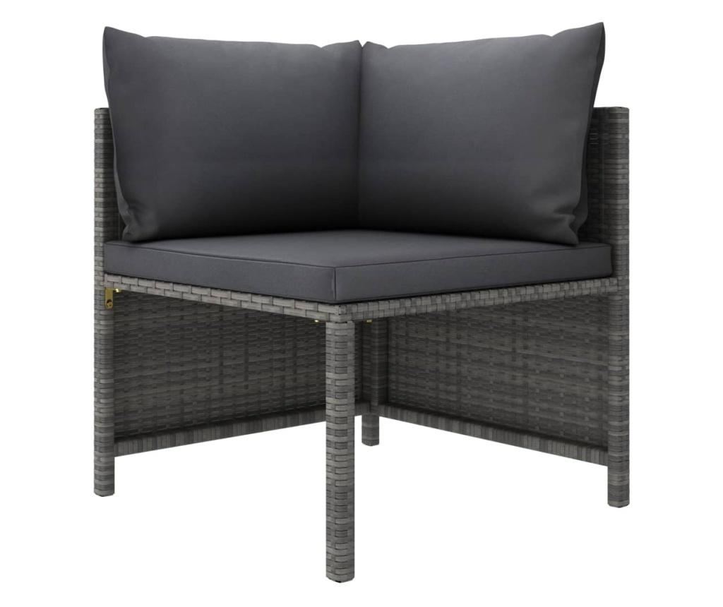 Модулен ъглов диван с възглавници, сив полиратан - 2