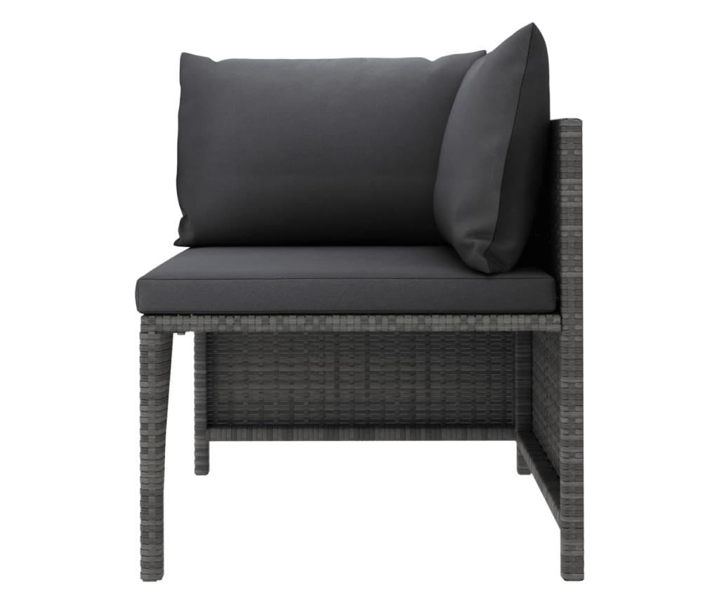 Модулен ъглов диван с възглавници, сив полиратан - 5