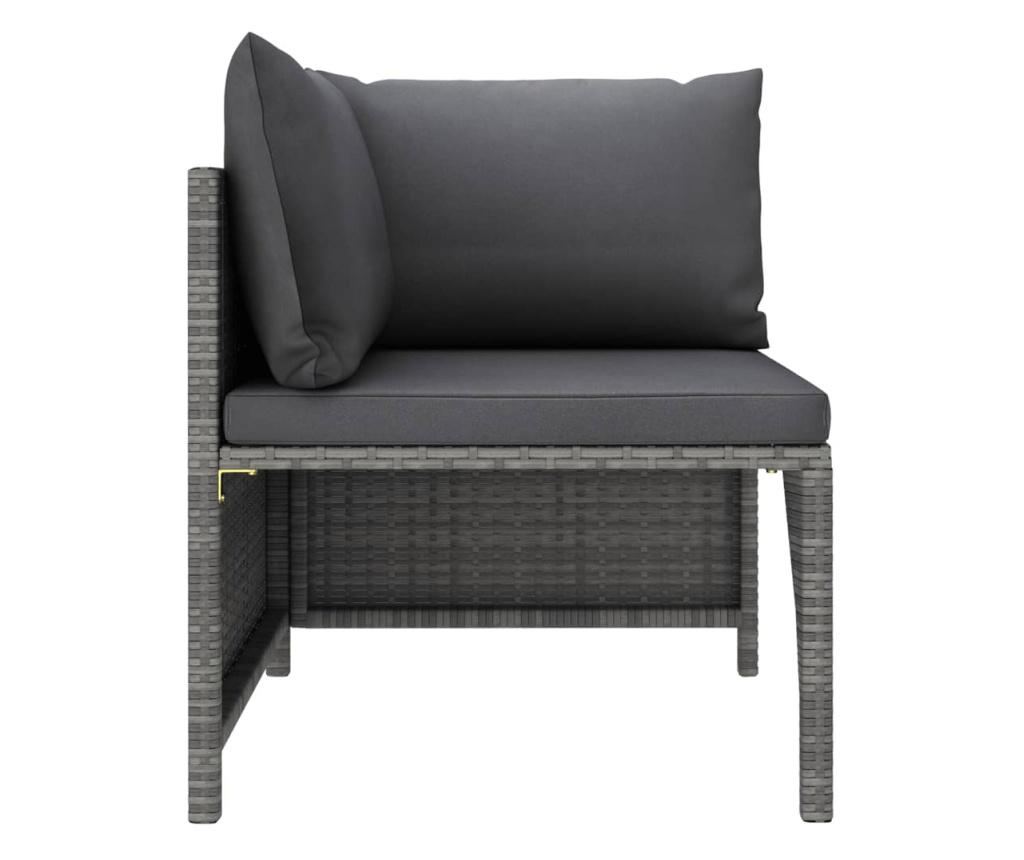 Модулен ъглов диван с възглавници, сив полиратан - 7