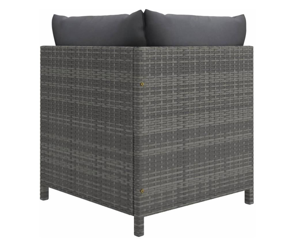 Модулен ъглов диван с възглавници, сив полиратан - 10