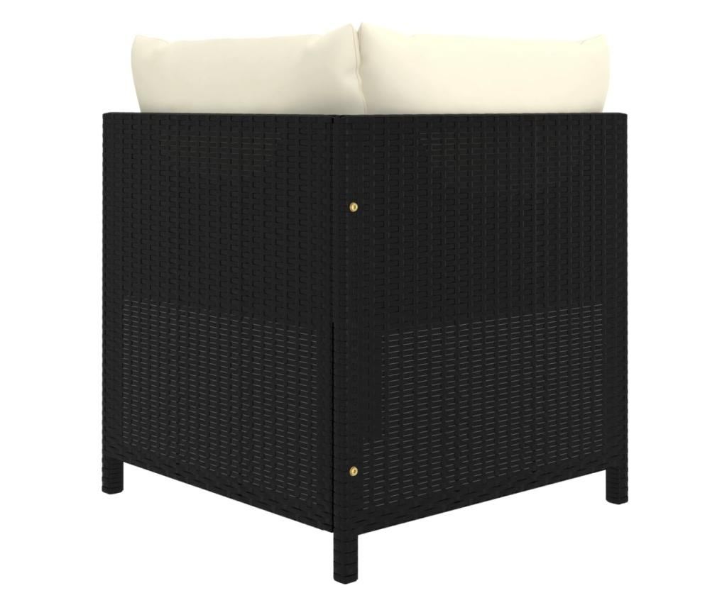 Модулен ъглов диван с възглавници, черен полиратан - 10