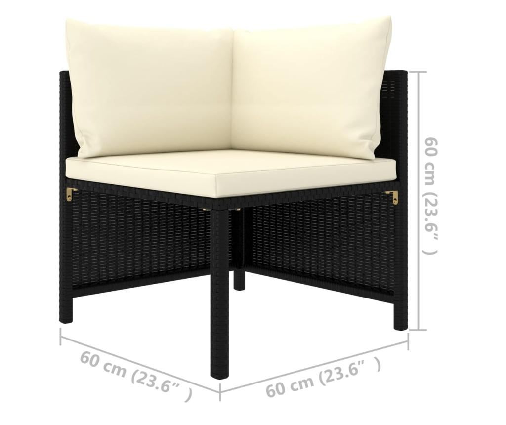 Модулен ъглов диван с възглавници, черен полиратан - 12