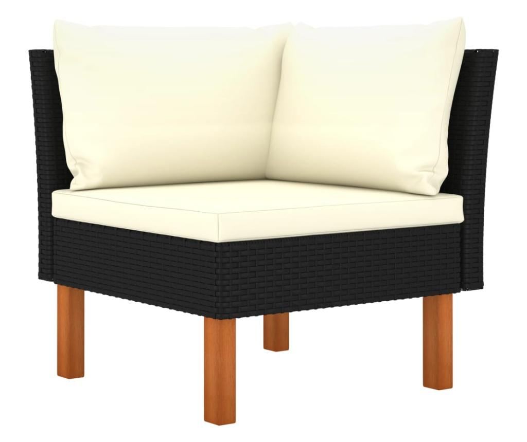 4-dijelna vrtna garnitura od poliratana s jastucima crna - 7