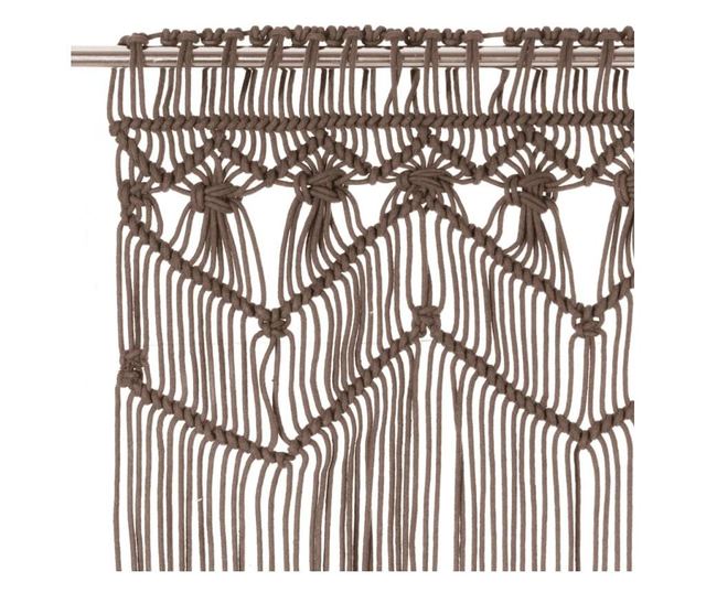 Zavjesa s makrameom smeđe-siva 140 x 240 cm pamučna