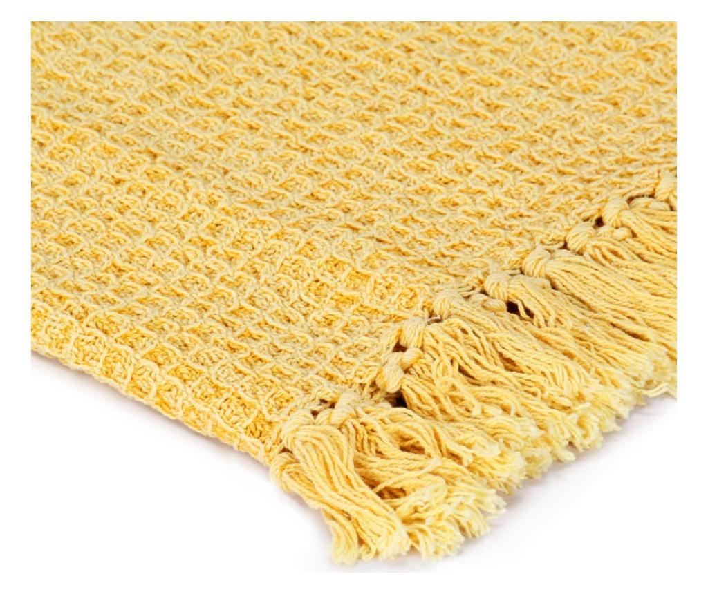 Odeja iz bombaža 125x150 cm gorčično rumena - 5