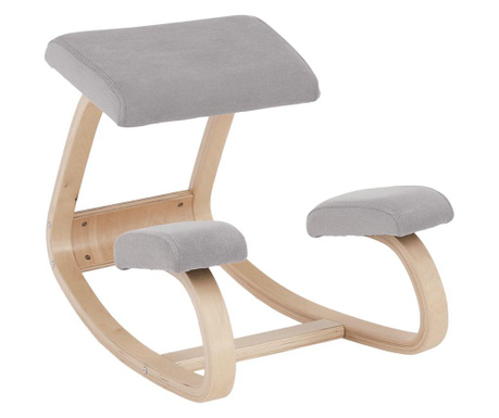 Ergonomikus íróasztal szék, szürke natúr fa kárpitozás Renar 50x72x53 cm
