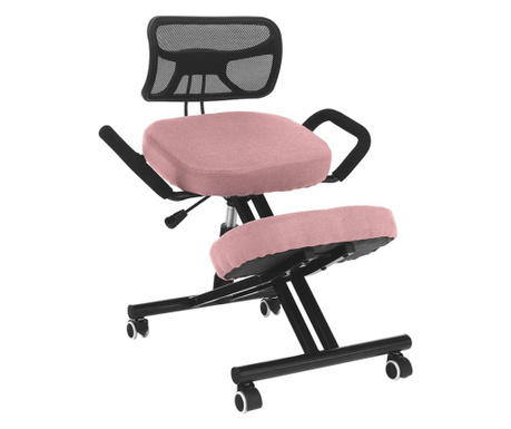 Scaun birou, ergonomic, roz negru, Rufus, 68x61x78-90 cm