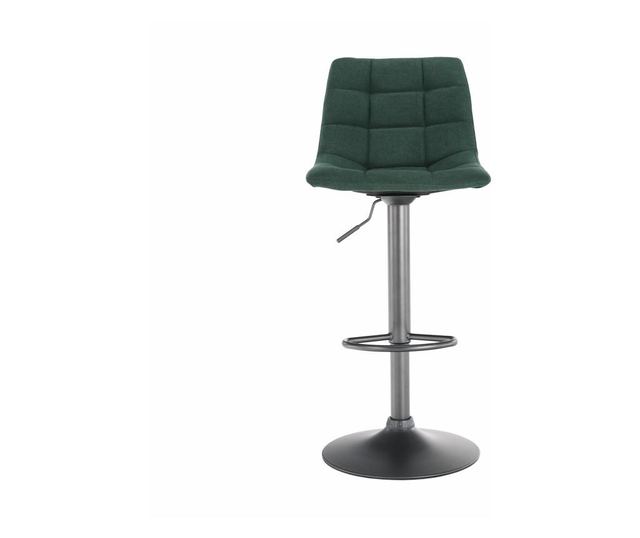 Barska stolica, zelena presvlaka, crna metalna noga, Lahela, 44x50x112 cm