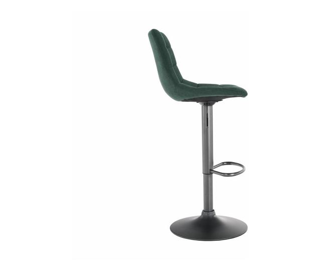 Barska stolica, zelena presvlaka, crna metalna noga, Lahela, 44x50x112 cm