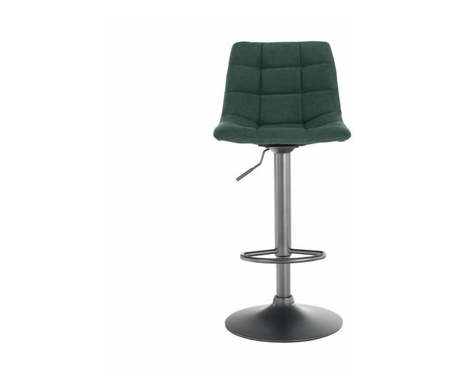 Barska stolica, zelena presvlaka, crna metalna noga, Lahela, 44x50x112 cm