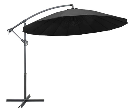 Висящ чадър за слънце, антрацит, 3 м, алуминиев прът