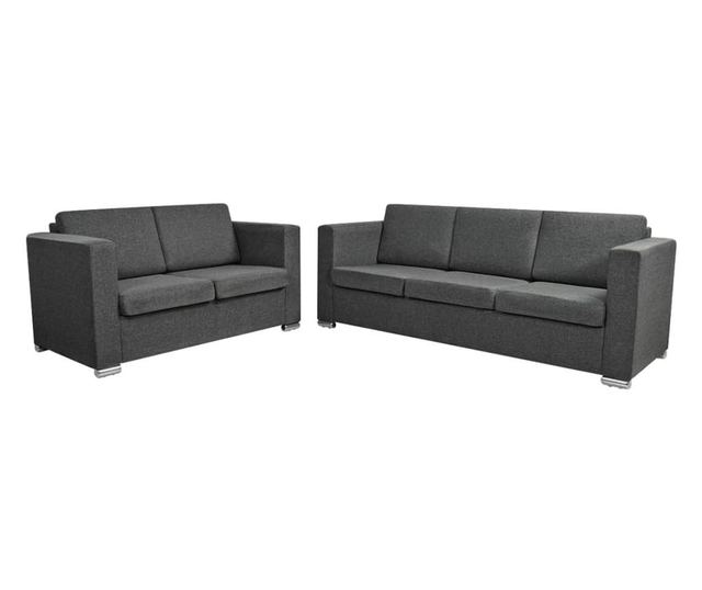 Комплект дивани, мека мебел, от две части, тъмно сиво