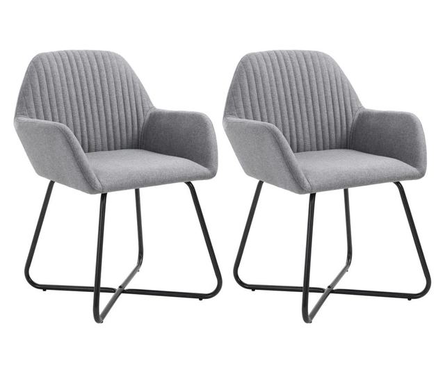 Jedilni stoli 2 kosa svetlo sivo blago