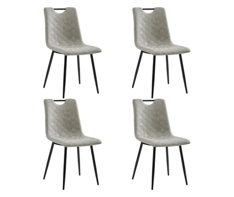 Трапезни столове, 4 бр, светлосиви, изкуствена кожа
