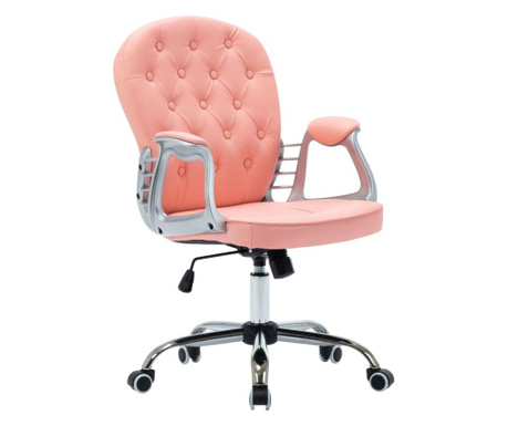 Въртящ се офис стол, розов, изкуствена кожа