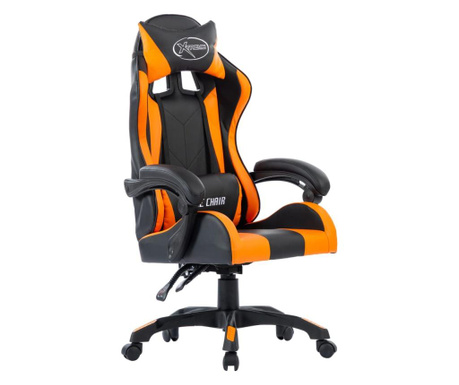 Геймърски стол, оранжев, изкуствена кожа