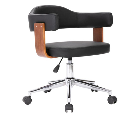 Scaun de birou pivotant, negru, lemn curbat și piele ecologică