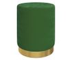 Кръгъл хокер за съхранение, зелен, кадифе