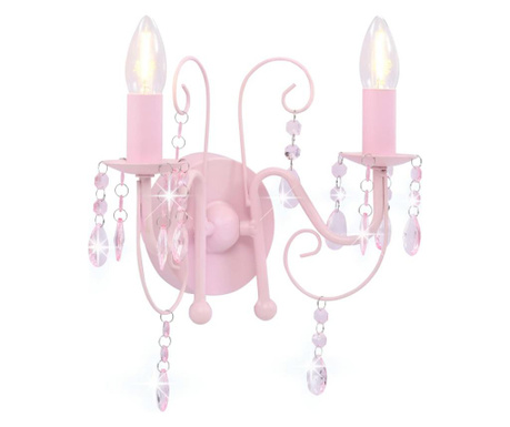 Stenska svetilka s kroglicami roza 2 x E14 žarnice
