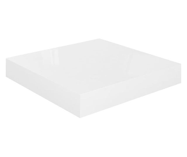 magasfényű fehér MDF lebegő fali polc 23 x 23,5 x 3,8 cm