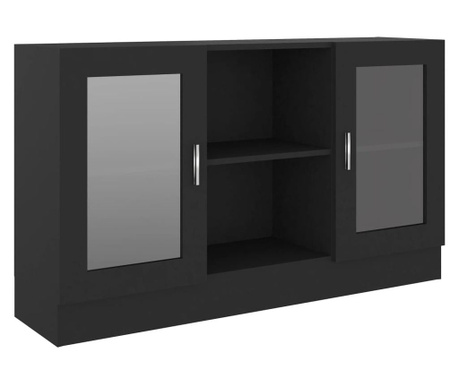 Шкаф витрина, черен, 120x30,5x70 см, ПДЧ
