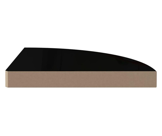 4 db magasfényű fekete MDF lebegő sarokpolc 35 x 35 x 3,8 cm