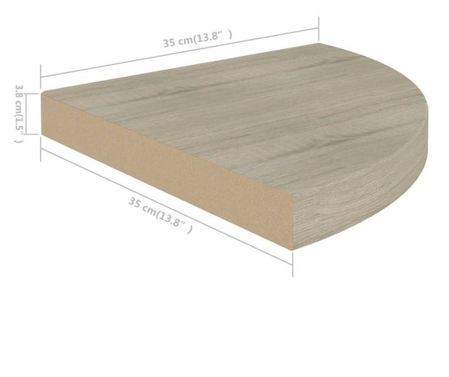 2 db tölgyszínű MDF lebegő sarokpolc 35 x 35 x 3,8 cm