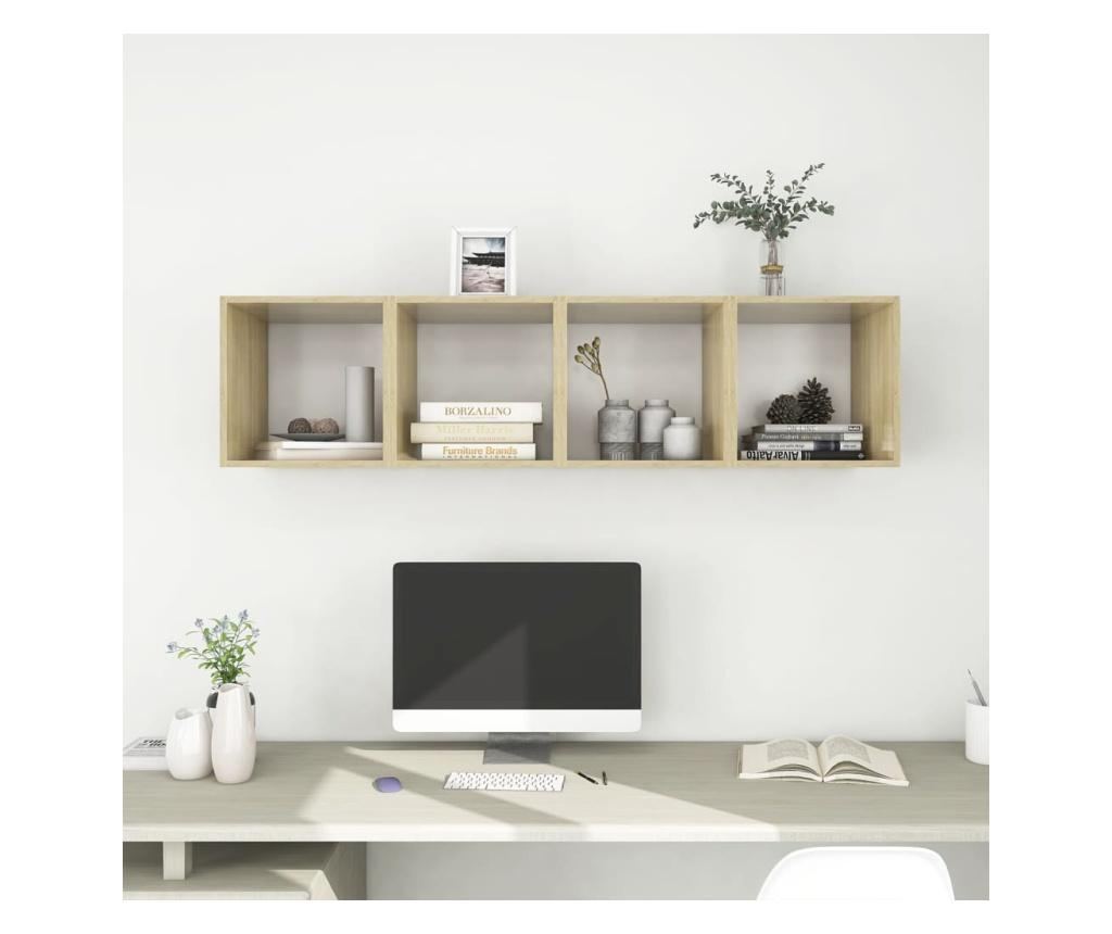 4 db fehér és tölgyszínű forgácslap faliszekrény 37x37x37 cm - 5