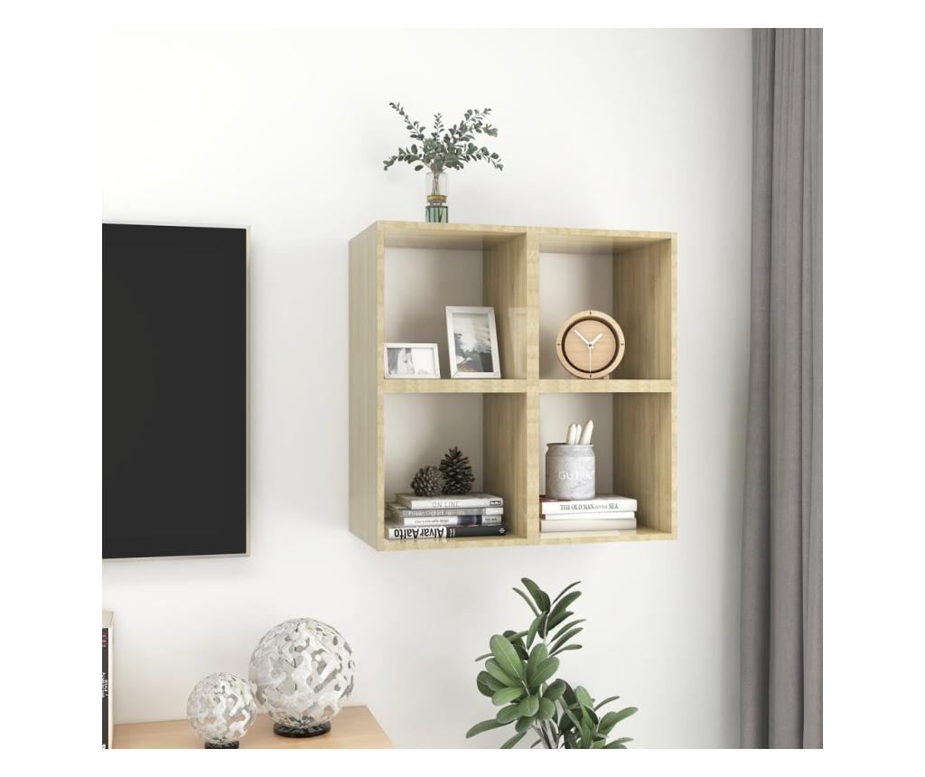 4 db fehér és tölgyszínű forgácslap faliszekrény 37x37x37 cm - 7