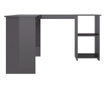 Birou de colt in forma de L, gri lucios, 120 x 140 x 75 cm, PAL