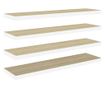 4 db fehér-tölgyszínű MDF lebegő fali polc 120 x 23,5 x 3,8 cm