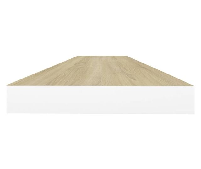 4 db fehér-tölgyszínű MDF lebegő fali polc 120 x 23,5 x 3,8 cm