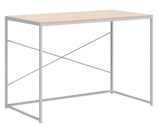 Stol za računalo bijeli i boja hrasta 110x60x70 cm od iverice